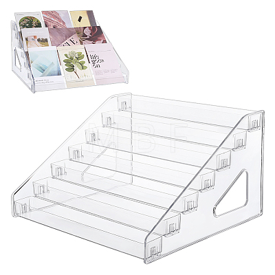 7-layer Rectangle Plastic Badge Organizer Display Risers LS-ODIS-WH0079-097-1