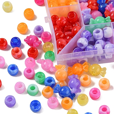 224Pcs 9 Style Acrylic European Beads MACR-YW0001-69-1