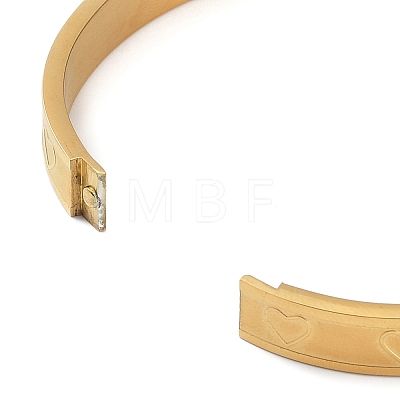 Ion Plating(IP) 304 Stainless Steel Grooved Heart Bangles BJEW-F464-15G-1