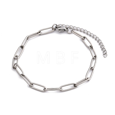 Tarnish Resistant 304 Stainless Steel Paperclip Chain Bracelet for Men Women BJEW-E031-03P-06-1