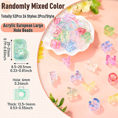 52Pcs 26 Styles UV Plating Transparent Acrylic European Beads OACR-TA0004-82-1