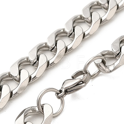 202 Stainless Steel Curb Chain Necklaces & Bracelets Jewelry Sets for Unisex STAS-A100-20P-1