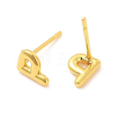 Brass Hollow Out Initial Letter Stud Earrings for Women EJEW-A044-01G-P-1