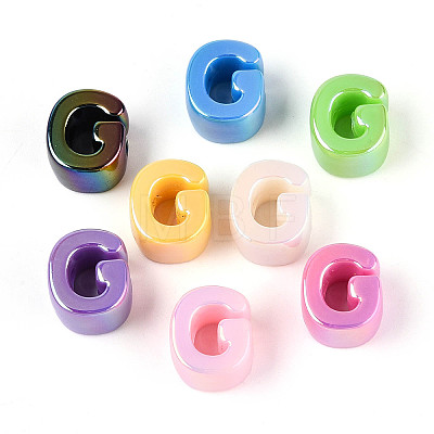 UV Plating Opaque Acrylic European Beads OACR-M027-03G-1