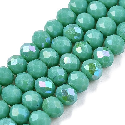 Electroplate Opaque Solid Color Glass Beads Strands EGLA-A044-P6mm-L31-1