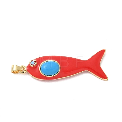 Fish Brass Micro Pave Cubic Zirconia Pendants KK-K408-49G-08-1