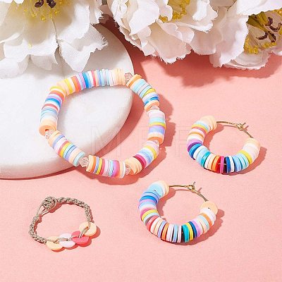 Flat Round Eco-Friendly Handmade Polymer Clay Bead Spacers CLAY-R067-4.0mm-32-1