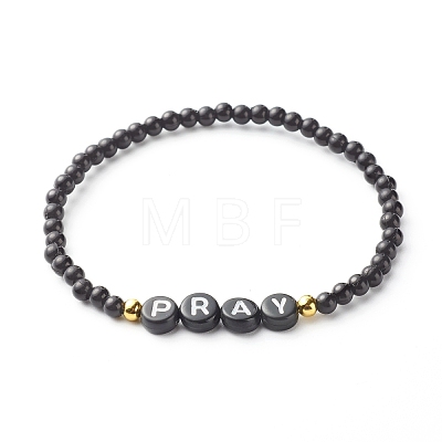 Pray & Love Acrylic Beads Stretch Bracelet Set for Gift BJEW-JB06679-1