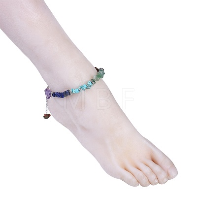 Chakra Jewelry Natural & Synthetic Gemstone Chip Anklets X-AJEW-AN00269-1