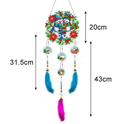 Christmas Woven Net/Web with Feather DIY Diamond Painting Sticker Kits PW-WG56D4D-01-1