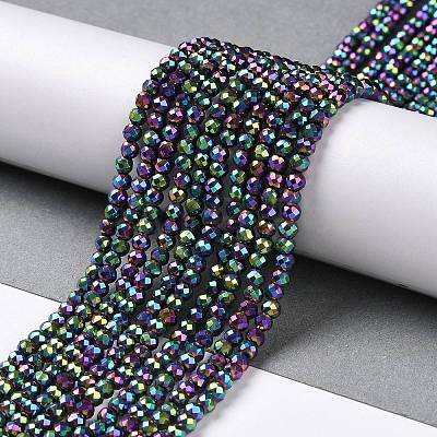 Electroplate Glass Beads Strands GLAA-H021-01B-FP14-1