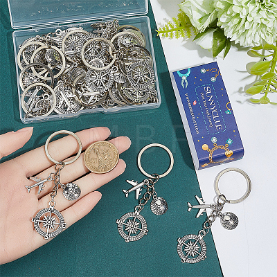 20Pcs 2 Styles Alloy Keychains KEYC-SC00029-1