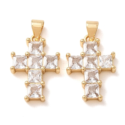 Brass Pave Clear Cubic Zirconia Pendants CU-CBA2907-01D-G-1