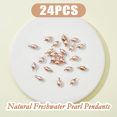 24Pcs Natural Freshwater Pearl Pendants PALLOY-AB00066-1