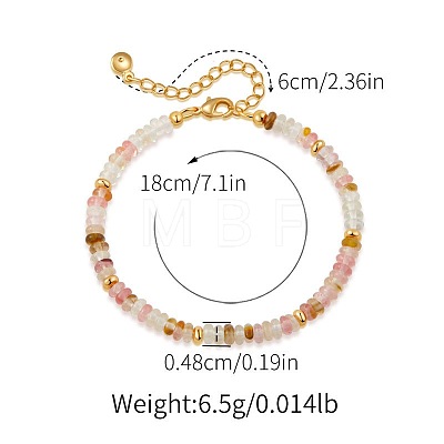 Handmade Watermelon Stone Glass Rondelle Beaded Bracelets with 304 Stainless Steel End Chains XL9343-7-1