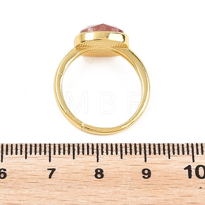 Natural Strawberry Quartz Finger Rings with Brass Findings G-H353-04G-05-1
