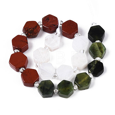 Natural Canada Jade & Red Jasper & Rainbow Moonstone Beads Strands G-T144-17B-01-1