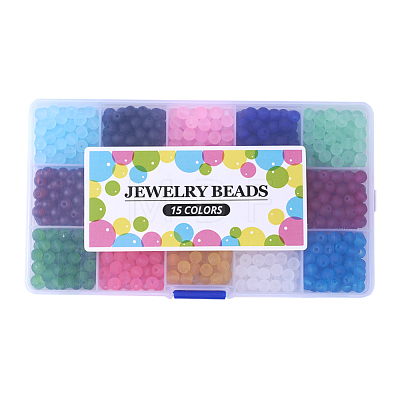 1Box 15 Color Transparent Glass Beads GLAA-X0011-02-6mm-1