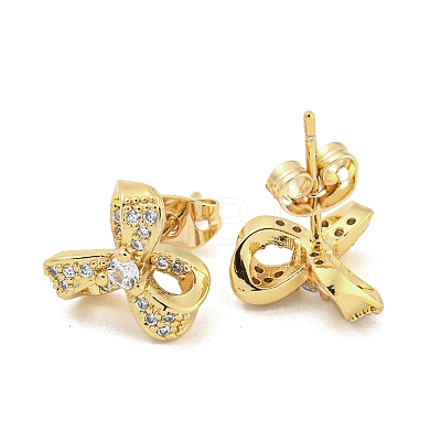 Brass Micro Pave Cubic Zirconia Ear Studs EJEW-P261-28C-G-1