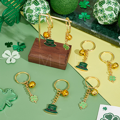   16Pcs 2 Style St.Patrick's Day Alloy Enamel Charms Keychains KEYC-PH0001-70-1