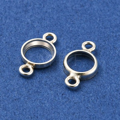 Rack Plating 925 Sterling Silver Cabochon Connector Settings STER-NH0001-41A-S-1