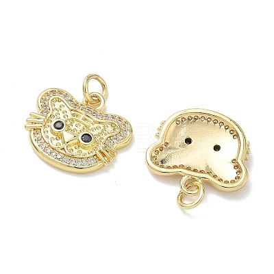 Brass Micro Pave Clear Cubic Zirconia Pendants KK-T085-21E-G-1