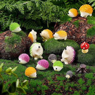 Hedgehog Shape Resin Animal Model Ornaments DJEW-FH0001-08-1