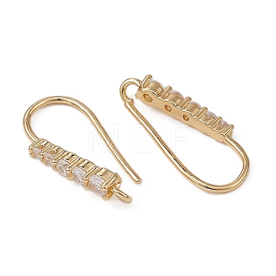 Brass Micro Pave Clear Cubic Zirconia Earring Hooks ZIRC-YW0001-04G-1
