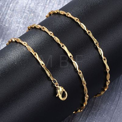 Brass Twisted Bar Link Chain Necklaces NJEW-D302-63G-1