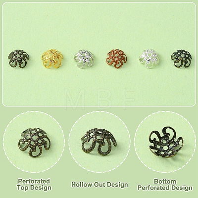 300PCS 6Colors Iron Bead Caps IFIN-YW0003-07-1