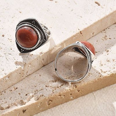 Natural Red Jasper Adjustable Rings G-P560-03AS-25-1