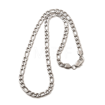 7MM 304 Stainless Steel Figaro Chain Necklaces for Women Men NJEW-B134-04B-P-1