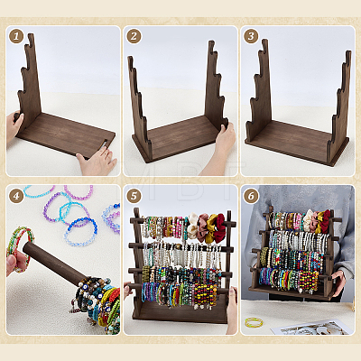 4-Tier Wood Bracelet Organizer Display Stands BDIS-WH0010-16A-1