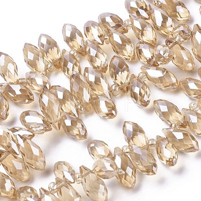 Electroplate Glass Faceted Teardrop Beads Strands EGLA-D014-32-1
