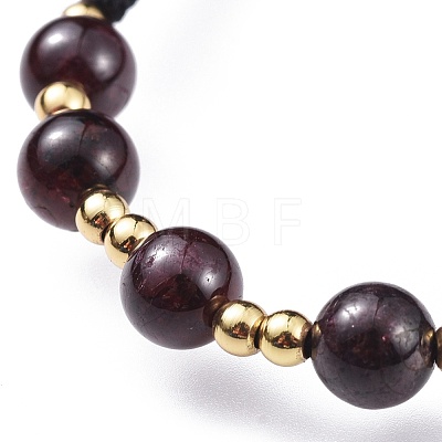 Adjustable Natural Garnet Braided Bead Bracelets BJEW-JB04599-01-1