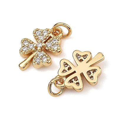 SHEGRACE Brass Micro Pave Clear Cubic Zirconia Charms XGRQ2O113-415G-1