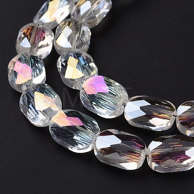 Faceted Electroplated Transparent Glass Beads Strands GLAA-G092-B04-1
