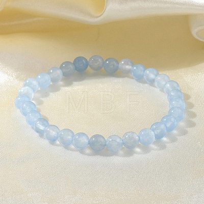 Natural & Dyed White Jade Bead Stretch Bracelets X-BJEW-K212-A-018-1