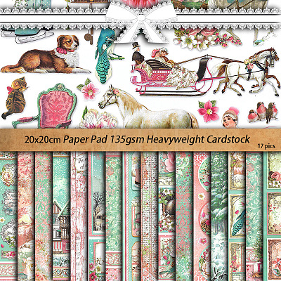 17 Sheets Winter Theme Scrapbook Paper Pads PW-WG64890-01-1