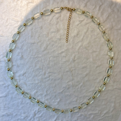 Handmade Lampwork Rectangle Beaded Necklaces with 201 Stainless Steel End Chains WG895AC-02-1