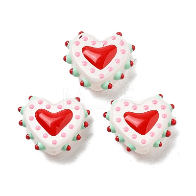 Painted Glass Beads Bumpy Beads Heart X-LAMP-V001-07D-1