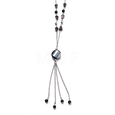 304 Stainless Steel Beaded Necklaces NJEW-H210-A-P-1