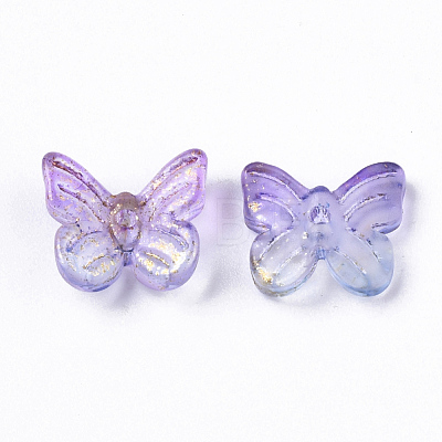 Two Tone Transparent Spray Painted Glass Charms GLAA-N035-08A-G01-1