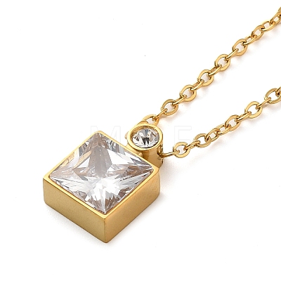 Square Vacuum Plating 304 Stainless Steel Pendant Necklaces NJEW-G125-07G-1