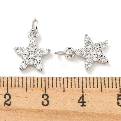 Rack Plating Brass Micro Pave Clear Cubic Zirconia Pendants KK-B093-12B-P-1