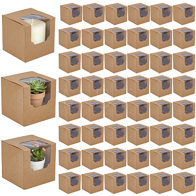 Cube Paper Cupcake Storage Boxes with Visible Window BAKE-WH0002-002A-1