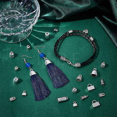 100Pcs 10 Style Tibetan Style Alloy Cord Ends TIBEP-PH0001-50-1