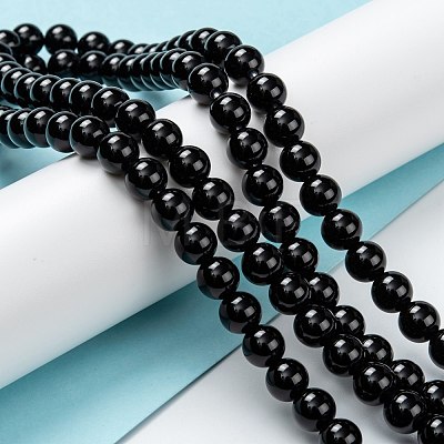 Natural Black Onyx Beads Strands G-Z024-02B-1