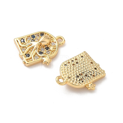 Brass Micro Pave Cubic Zirconia Charms KK-C099-01E-G-1