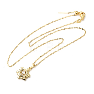 Christmas Snowflake Brass Micro Pave Cubic Zirconia Pendants Necklaces NJEW-L468-01G-A01-1